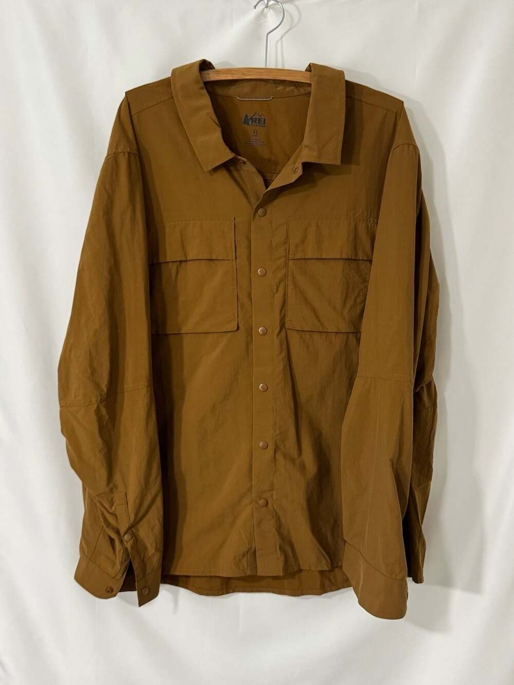 Rei Co-Op Long Sleeve Shirt XL Brown Hiking Snap Button